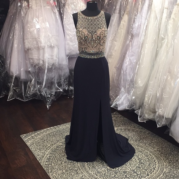 GORGEOUS MERMAID CHARCOAL COLORED OPEN BACK GOWN